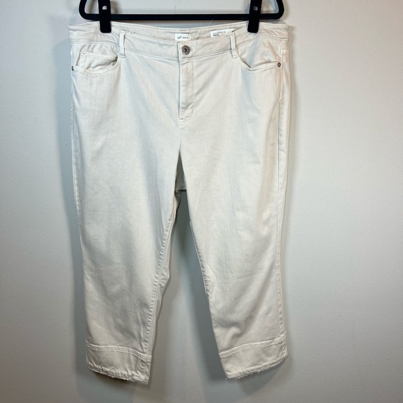 J. Jill Denim - J. Jill Denim Women's Authentic Fit Cropped Jeans Cream Capri Raw Hem Stretch 18